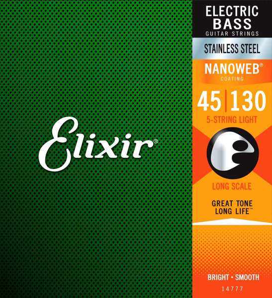 Elixir 14777 NanoWeb Stainless Steel 45-130 Long Scale struny do gitary basowej