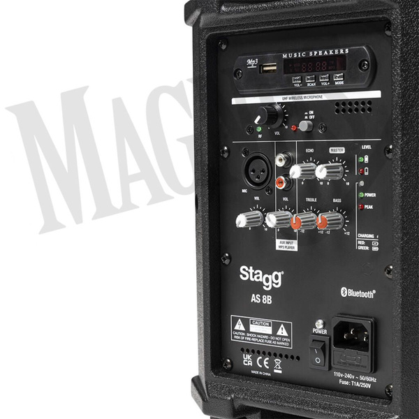 Stagg AS 8B  - dwudrożna kolumna aktywna 250W UHF w zestawie mikrofonem