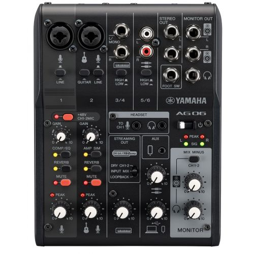 Yamaha AG06 MK2 B - mikser do streamingu z wbudowanych interfejsem audio USB