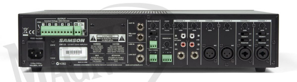 Samson ZM125  wzmacniacz pięciostrefowy z wbudowanym mikserem  (70/100V/125W/4ohm), 4 xMIC, 2x Stereo