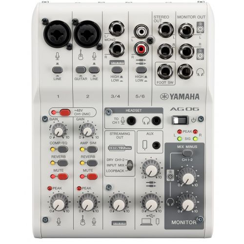 Yamaha AG06 MK2 W - mikser do streamingu z wbudowanych interfejsem audio USB