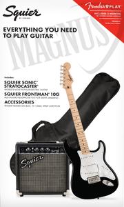 Squier Sonic Stratocaster Pack MF Black Gig Bag, 10G - 230V EU gitara elektryczna