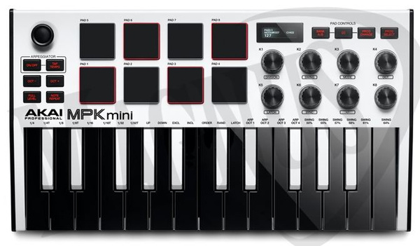 Akai MPK Mini MKIII White ultrakompaktowa klawiatura sterująca