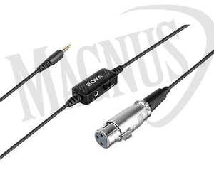 BOYA BY-BCA6 kabel mikrofonowy z wbudowanym przedwzmacniaczem, łączący mikrofon (XLR) ze sprzętem z wejściem 3.5mm TRRS