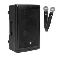 Stagg AS 12B - dwudrożna kolumna aktywna 300W UHF w zestawie z dwoma mikrofonami