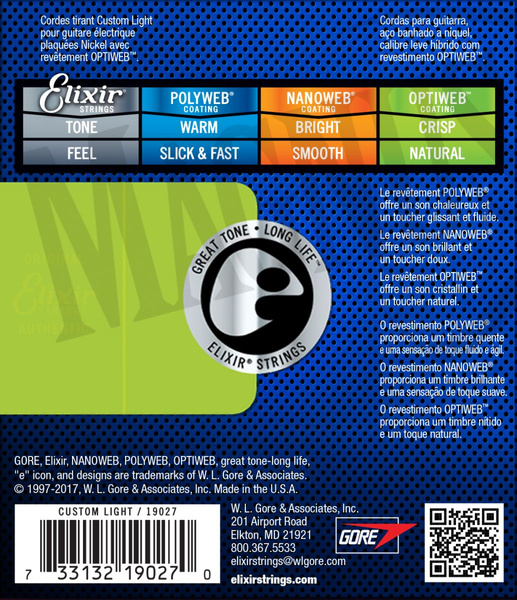 Elixir 19027 Optiweb Custom Light 9-46 struny do gitary elektrycznej