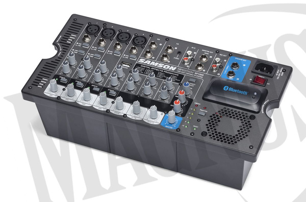 Samson XP1000B zestaw nagłośnieniowy z wbudowanym interfejsem Bluetooth, 2 x 500W klasa-D, 2x10" LF + 1HF, mikser 4xMIC/LINE, 2xSTEREO JACK/RCA