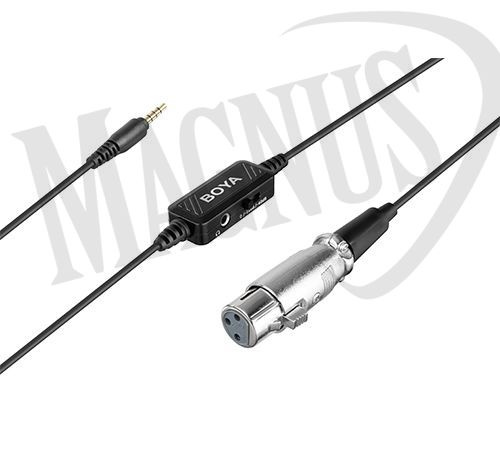 BOYA BY-BCA6 kabel mikrofonowy z wbudowanym przedwzmacniaczem, łączący mikrofon (XLR) ze sprzętem z wejściem 3.5mm TRRS
