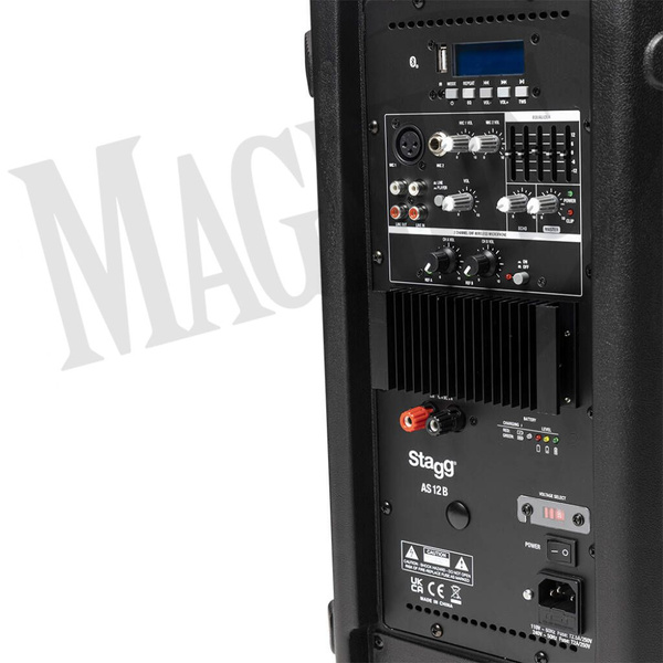 Stagg AS 12B  - dwudrożna kolumna aktywna 300W UHF w zestawie z dwoma mikrofonami