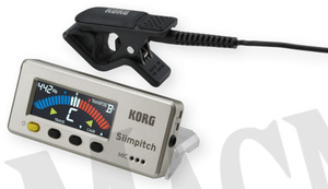 Korg Slimpitch RW - biało-czerwony tuner chromatyczny z mikrofonem na klipsie i kolorowy wyświetlaczem