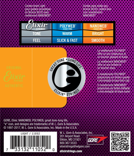 Elixir 11052 NanoWeb Bronze 80-20  struny do gitary akustycznej