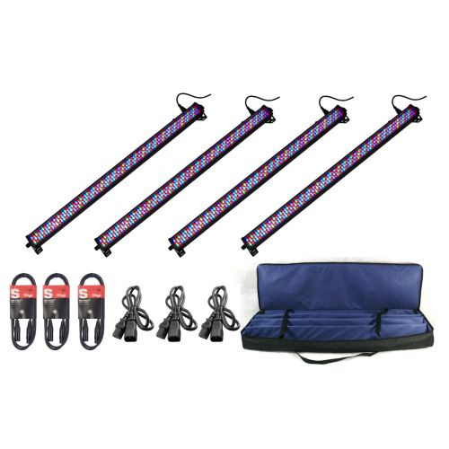Led Bar Light GO x 4 szt + Kable SDX 1,5m Stagg + Torba + Kable podaj dalej zestaw oświetleniowy