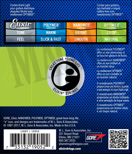 Elixir 19052 Optiweb Light 10-46 struny do gitary elektrycznej