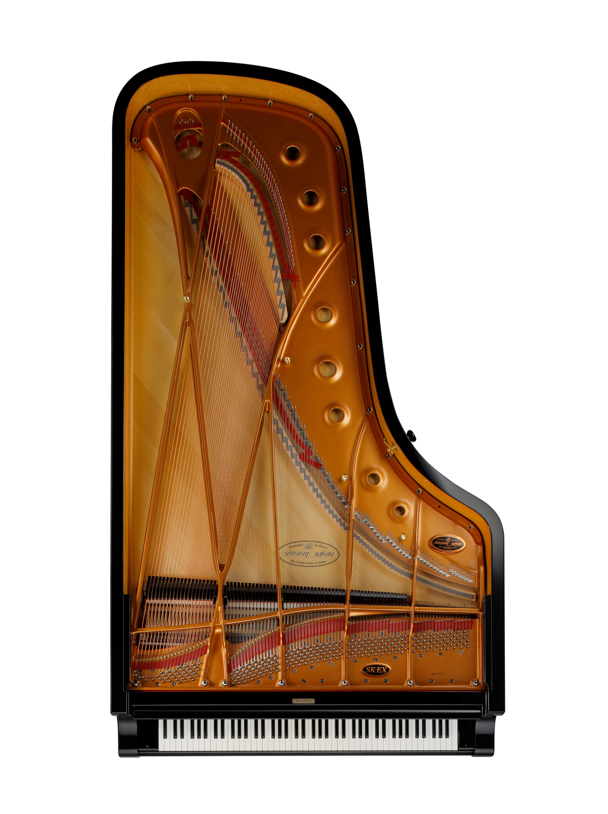Kawai SK-EX fortepian 278cm — zbliżenie na klawiaturę