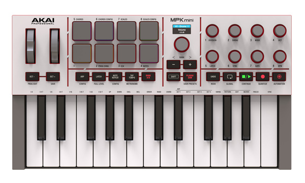 Akai MPK Mini MK4 Grey ultrakompaktowa klawiatura sterująca