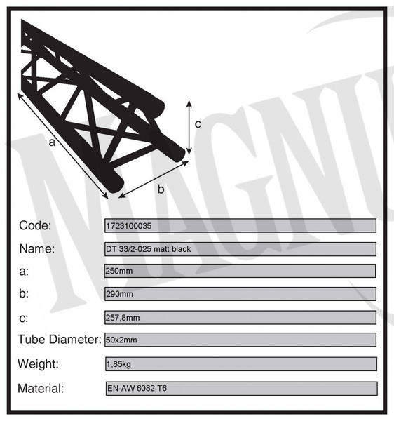 Duratruss DT 33/2-025 Czarna konstrukcja aluminiowa