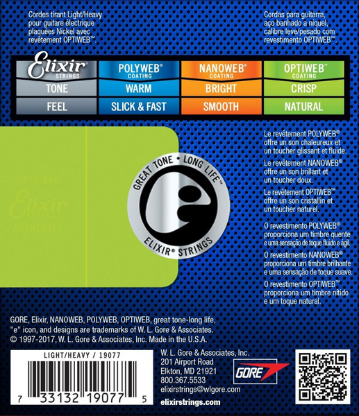Elixir 19077 Optiweb Light/Heavy 10-52 struny do gitary elektrycznej