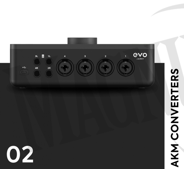 Audient EVO8 interfejs audio USB 4 wejścia/4 wyjścia, innowacyjny tryb Smartgain