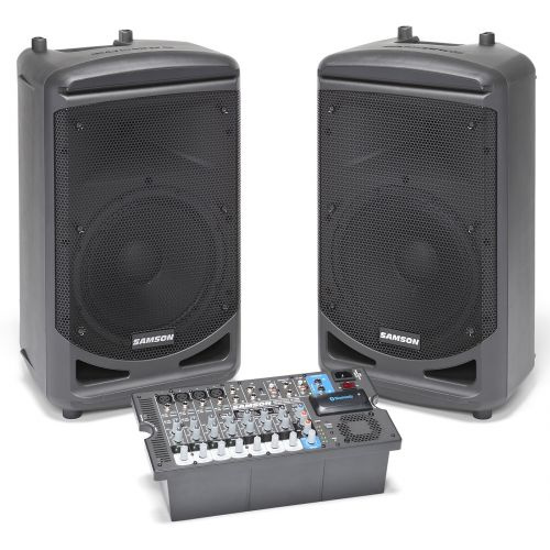 Samson XP1000B zestaw nagłośnieniowy z wbudowanym interfejsem Bluetooth, 2 x 500W klasa-D, 2x10" LF + 1HF, mikser 4xMIC/LINE, 2xSTEREO JACK/RCA
