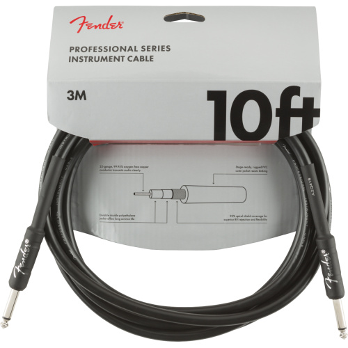 Fender Professional Series kabel, Straight/Straight, 10', Black kabel instrumentalny