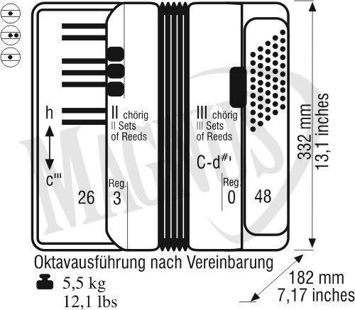 Weltmeister Perle 26/48/II/3 akordeon