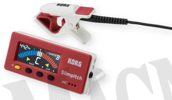 Korg Slimpitch RW - biało-czerwony tuner chromatyczny z mikrofonem na klipsie i kolorowy wyświetlaczem
