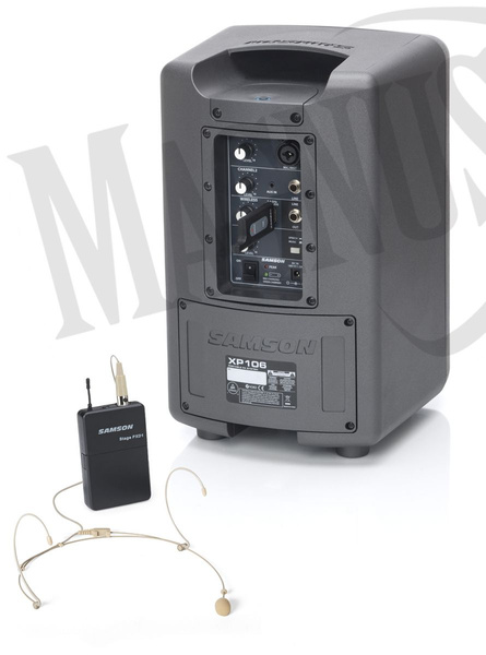 Samson XP106wDE zestaw nagłośnieniowy z Bluetooth i mic nagłownym i akumulatorem
