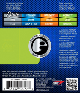 Elixir 19077 Optiweb Light/Heavy 10-52 struny do gitary elektrycznej