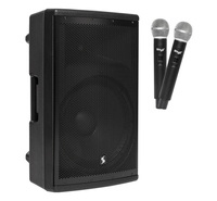 Stagg AS 15B - dwudrożna kolumna aktywna 400W UHF w zestawie z dwoma mikrofonami