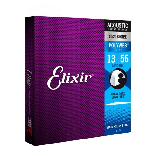 Elixir 11100 PolyWeb Bronze Medium 13-56 struny do gitary akustycznej