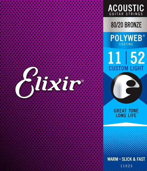 Elixir 11025 PolyWeb Bronze Custom Light 11-52 struny akustyczne struny do gitary akustycznej