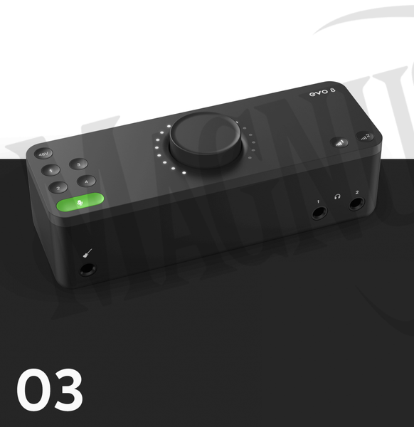 Audient EVO8 interfejs audio USB 4 wejścia/4 wyjścia, innowacyjny tryb Smartgain