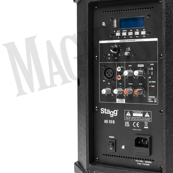Stagg AS 10B  - dwudrożna kolumna aktywna 250W UHF w zestawie z mikrofonem