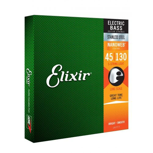 Elixir 14777 NanoWeb Stainless Steel 45-130 Long Scale struny do gitary basowej