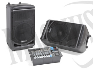 Samson XP1000B zestaw nagłośnieniowy z wbudowanym interfejsem Bluetooth, 2 x 500W klasa-D, 2x10" LF + 1HF, mikser 4xMIC/LINE, 2xSTEREO JACK/RCA