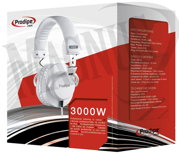 Prodipe 3000W profesjonalne słuchawki zamknięte, 32 Ohm