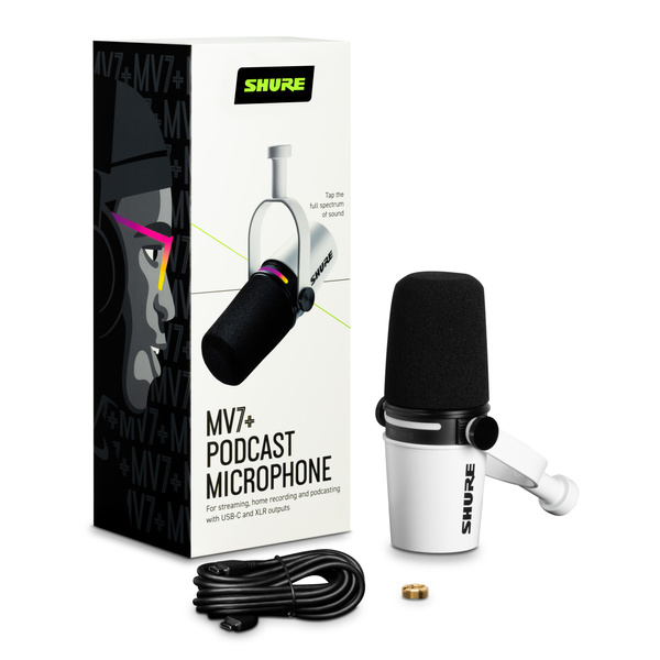 Shure MV7+ W biały mikrofon do podcastów