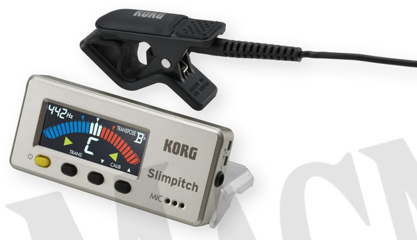 Korg Slimpitch RW - biało-czerwony tuner chromatyczny z mikrofonem na klipsie i kolorowy wyświetlaczem